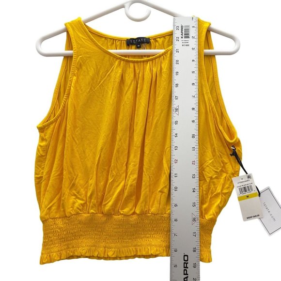 1. STATE Women Smocked Hem Crop Tank Top Sunflower Yellow Sz Medium NWT - 0019 - Picture 6 of 9